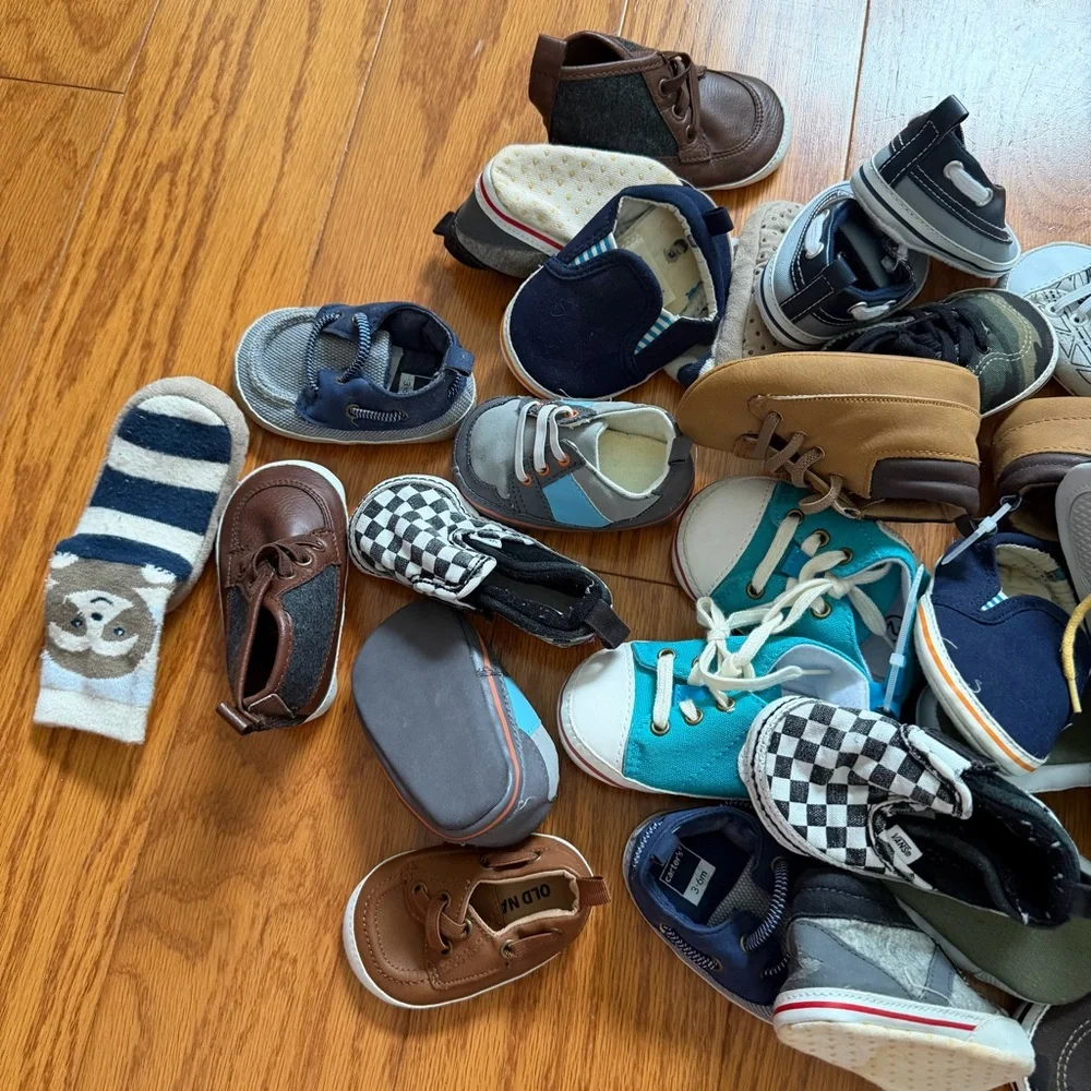 Huge lot baby boy kids Vans Kids Black & White Checkered Slip-On Sneakers shoes - Picture 2 of 7